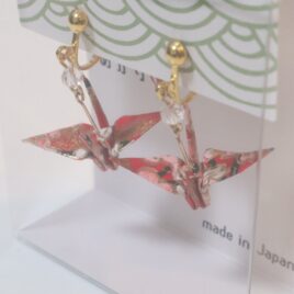 Japanese Yuzen Print Paper Cute Kawaii Beautiful Earrings Folded Crane Kyoto A