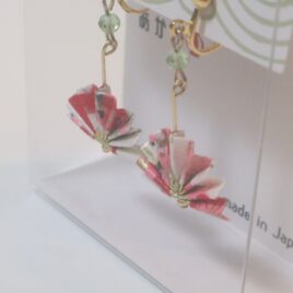 Japanese Yuzen Print Paper Cute Kawaii Beautiful Earrings Handy Fan Kyoto B