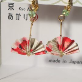 Japanese Yuzen Print Paper Cute Kawaii Beautiful Earrings Handy Fan Kyoto A