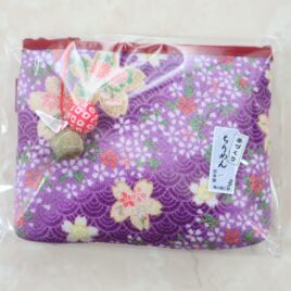 Chirimen Kimono Crepe Fabric Pouch Two Cherry Ball Cute Kawaii Kyoto Japan C