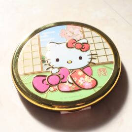 Hello Kitty Compact Double Round Mirror Engraving Ribbon Kyoto Japan