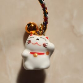 Japanese Maneki Neko  Lucky Cat Strap Cute Kawaii with Gold Bell Japan