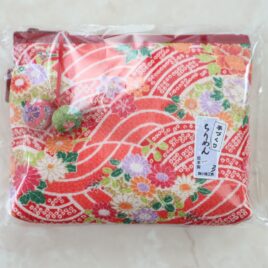 Chirimen Kimono Crepe Fabric Pouch Two Cherry Ball Cute Kawaii Kyoto Japan D