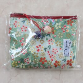 Chirimen Kimono Crepe Fabric Pouch Two Cherry Ball Cute Kawaii Kyoto Japan E