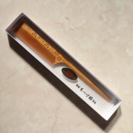 Real Tsuge Kushi Boxwood Hair Comb L Camellia Oil Impregnated Carving Flower