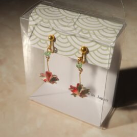 Japanese Yuzen Print Paper Cute Kawaii Beautiful Earrings Cherry Blossom Kyoto