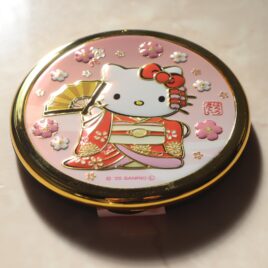 Hello Kitty Compact Double Round Mirror Engraving Kitty Japanese Fan Kyoto Japan