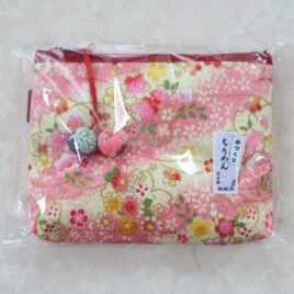 Chirimen Kimono Crepe Fabric Pouch Two Cherry Ball Cute Kawaii Kyoto Japan A